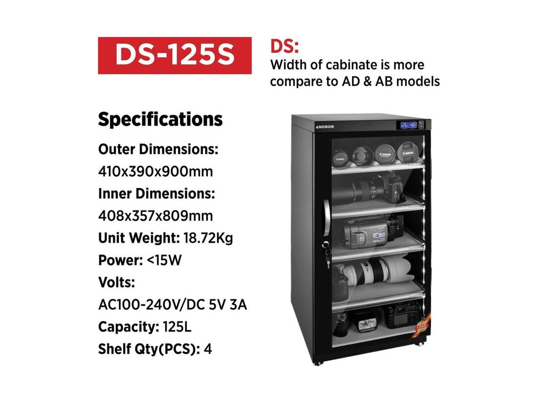 Andbon DS-125S 125-litre dry cabinet and dehumidifier